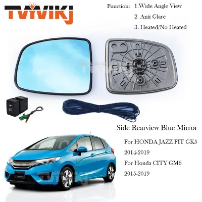 YVIKJ Side Rearview Blue Mirror Glass Lens For Honda JAZZ FIT GK5 2014 2015 2016 - 2018 For CITY GM6 2015 2016 2017 2018 2019