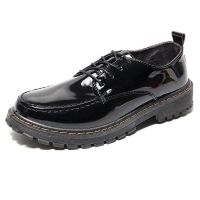 ♣┇  Black small leather shoes male han edition of England youth joker students round head with recreational shoe male bright shoes