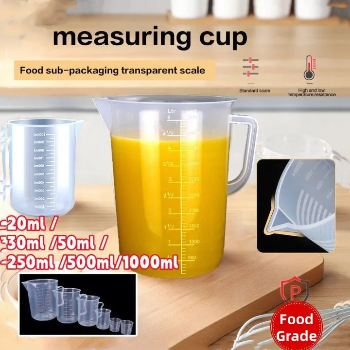 1PC Transparent Plastic Graduated Measuring Cup for Baking Beaker Liquid  Clear Measure Jug Container 30ml /50ml /500ml /1000ml