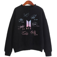 BTS สเวตเชิ้ตพิมพ์ลายสไตล์เกาหลีฤดูใบไม้ผลิเสื้อท่อนบนสำหรับฤดูใบไม้ร่วงเสื้อแบบหลวมลำลอง