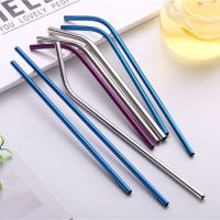 10 Colors Eco-Friendly Metal Drinking Straw 304 Stainless Steel Straws Set Reusable Colorful Bar Party Drinkware Straw Accessory Specialty Glassware