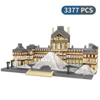 Lego compatible City Series Louvre city street view ของเล่นก่อสร้าง DIY ของเล่นประกอบการศึกษา