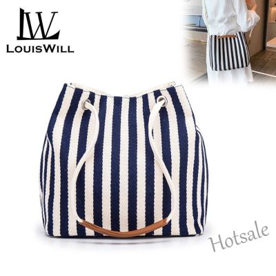 【hot sale】✟▤☂ C16 LouisWill Shoulder Bags Women Cross Body Bags Fashion Tote Bags Sling Bag Thick Canvas Stripe Bags Classic Schoolbags Travel Shopping Bag for Women Girls
