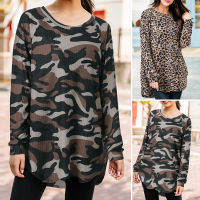 (จัดส่งฟรี)(ราคาต่ำสุด)[เคลียร์สต๊อกขาย ]Esolo  ZANZEA Clearance Sale Women Casual Loose Shirt T-Shirt Camouflage Leopard Print Blouse Long Sleeve Top