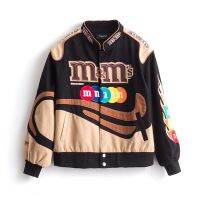 Women Loose Cut Embroidery stitching Jacket Fashion M&amp;M Coat