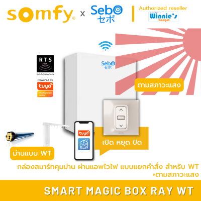 Somfy SMART MAGIC BOX RAY WT กล่องสมาร์ทควบคุมม่าน บนแอปพลิเคชั่นผ่านไวไฟ แบบแยกคำสั่ง somfy WT บน TUYA พร้อมระบบตามสภาวะแสง