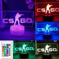 ✢ CS GO Game LOGO Night Lamps USB Counter-Strike 3D Bedside Table Lights Gaming Room LED Atmosphere Decoration for Birthday Gift