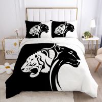 20223D Panther Design Beddings ผ้านวมคลุมชุดเครื่องนอนชุดผ้าพันคอปลอกหมอนครอบคลุมเต็มคู่ขนาดควีนไซส์เดียวที่นอนหมอนมุ้ง