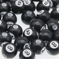 CHONGAI 50Pcs/500g Acrylic Big Hole Billiards Black 8 Word Ball Beads For Jewelry Making Beads