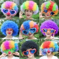 ◐✶ Colorful hair set explosive fan clown wig performance props funny childrens colorful