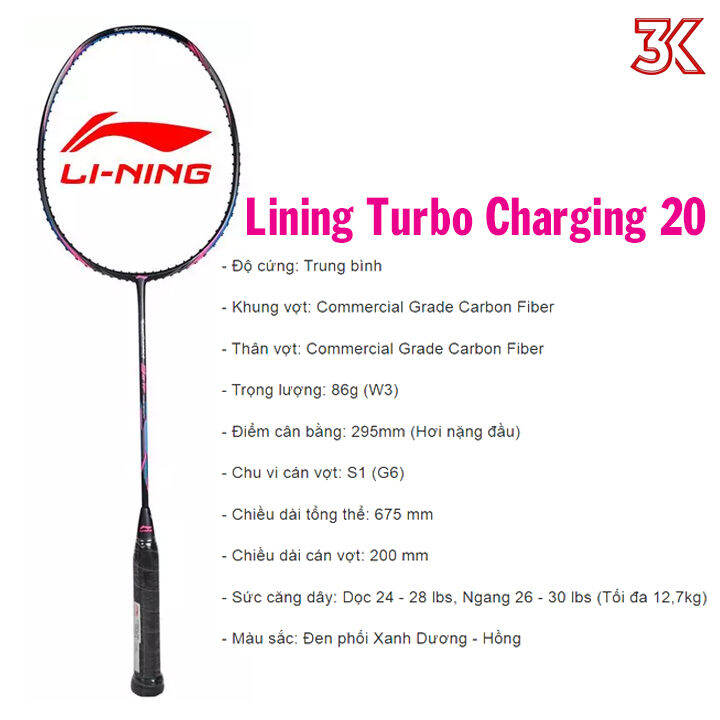 Vợt cầu lông Lining Turbo Charging 20 3U 1 Khung vợt 1 Túi [Chính hãng