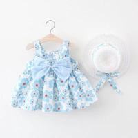 ยี่ห้อเด็กสาวแต่งตัวเจ้าหญิง2023ฤดูร้อนทารกสาวเสื้อผ้า Vestido Infantil ชุดดอกไม้0 1 2 3ปีหมวกชุด