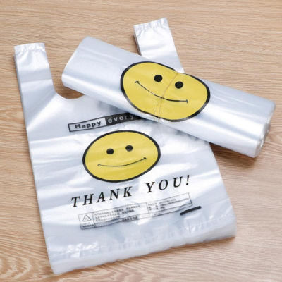 50PCS New Supermarket Grocery Shop Wrapping Food Packaging Retail Bag Plastic Handle Carry Out