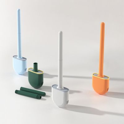 【LZ】 Long Handled Silicone Toilet Cleaner Mini Toilet Brush with Brush Set Wall Mounted WC Toilet Bathroom Accessories Toilet Brush