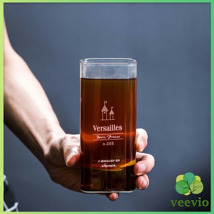 veevio-แก้วทรงเหลี่ยม-แก้วน้ำ-แก้วน้ำผลไม้-แก้วใส-ดิไซน์สวยเก๋-drink-glass-มีสินค้าพร้อมส่ง