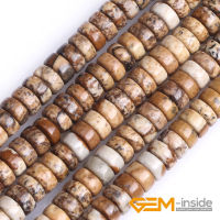 2x4mm Yellow Heishi Rondelle Spacer Natural Picture Jaspers Beads DIY Loose Beads For Jewelry Making Strand 15 Inch Wholesale
