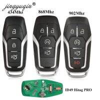 Jingyuqin 434/868/902Mhz Id49สมาร์ทรีโมทกุญแจสำหรับฟอร์ด Mondeo Explorer มัสแตงโฟกัสฟิวชั่น S-Max Galaxy Car Keylessgo 3/4/5btn