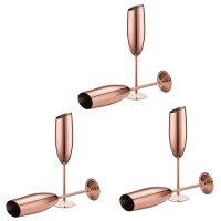 Set of 6 Stainless Steel Champagne Wine Flutes Glasses Rose Gold Unbreakable Shatterproof