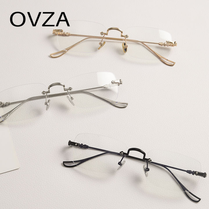 ovza-แว่นตาไร้ขอบแฟชั่น-แว่นตาทรงสี่เหลี่ยมผืนผ้าขาโลหะสำหรับผู้ชายและผู้หญิงปี-s0054