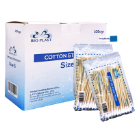 Cotton Stick BIO PLASTไม้พันสำลี/สำลีพันก้าน ความยาว 6 เบอร์ S บรรจุ 100 ชิ้น/ห่อ