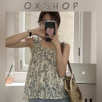 QXshop มาแรง?️ เสื้อแฟชั่น เสื้อสายเดี่ยว แต่งลายดอกไม้ น่ารักสไตล์เกาหลี มีถึง4สี ให้เลือกช็อปกันเลย พิมพ์ลายดอกไม้สุดน่ารัก สไตล์เกาหลี