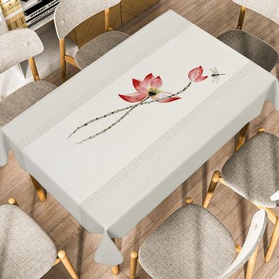 Chinese Zen Ancient Style Landscape Painter with Dining Table Coffee Table Tablecloth Retro Rectangular Tea Mat Tablecloth