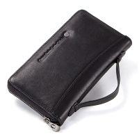 CONTACTS 2023 Genuine Leather Men Clutch Wallet Business Long Wallet Passport Holders With Zipper Coin Pocket Male Purse
