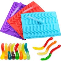 20 Cavity Silicone Gummy Snake Worms Chocolate Mold Sugar Candy Jelly Molds Ice Tube Tray Mold Cake Decorating Tools Bread  Cake Cookie Accessories