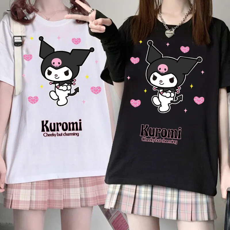 Compre Harajuku Sweet Heart Print Y2k Mulheres T-shirt Anime Carta Kawaii  Tops verão Mangas Curtas Ins Tees Estética Roupa Feminina