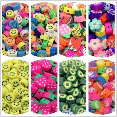 30pcs/Lot 10mm Clay Beads Polymer Mix Fruit Polymer Clay Spacer Beads For Jewelry Making DIY Charm Handmade Accessories