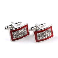 Fashion Luxury Red / Black Enamel Rhinestone Cufflinks High Quality Men 39;s Business Shirt Cuff Link Buttons Classic Charm Jewelry