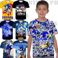 Kids Cartoon Anime Hedgehog Sonic T-shirt Pattern Printed Short Sleeve