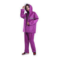 Gomo-6สี-New Alitech ชุดกันฝน เสื้อกันฝน สีกรมท่า มีแถบสะท้อนแสง รุ่น หมวกติดเสื้อ Women‘s Waterproof Rain Suit