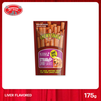[MANOON] SLEEKY Chewy Snack Strap Liver Flavored รสตับ ขนาด 175 กรัม (ชนิดแผ่น)