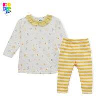 KiddeeCrew ชุดนอนเด็กครีมเหลืองระบายคอเหลือง Yellow cream pajamas with yellow neckline เหมาะสำหรับอายุ 1-14 ปี