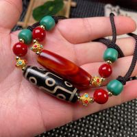 ZZOOI Retro Tibetan Dzi Agates Necklaces Nine Eye Beads Carnelian Onyx Charm Buddha Prayer Agat Stone Chokers for Women Men Gift Reiki