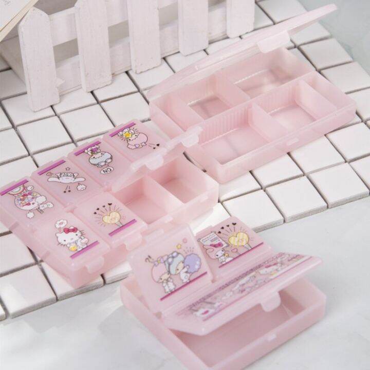 sanrio-mymelody-cartoon-cute-storage-box-medicine-box-divided-jewelry-box-easy-to-carry-and-easy-to-store-medicine-first-aid-storage