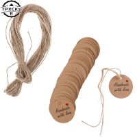 ▧✾❃ 100pcs/lot Handmade With Love Labels Hang Tags Blank Kraft Paper With 20m String Tag Labels Party Favors Gift Thank You Thanks