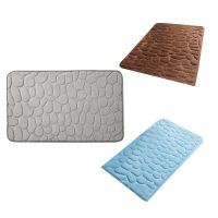 Cobblestone Embossed Bathroom Bath Mat Coral Fleece Non- Carpet in Bathtub Floor Rug Shower Room Doormat