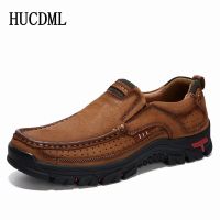 Genuine Leather Mens Shoes Outdoor High Quality Casual Non-slip Hiking Shoes Male Loafer Big Size 47 48