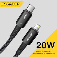 Essager PD type C to Lighting LED aluminum alloy quick charging cable PD 20W for iPhone 12 Pro Max 12mini 11 Pro Max x 8 plus MacBook PD charger data cable