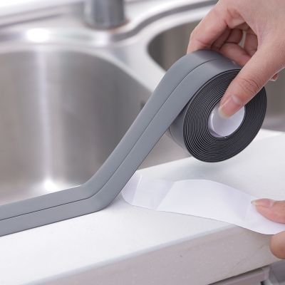 1 rol putih/abu-abu Fita pita penyegel wastafel stiker dinding PVC berperekat untuk garis sudut dapur