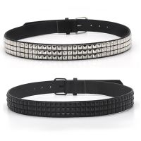 DD Store Fashion Rhinestone Rivet Belt Men&amp;Womens Studded Belt Punk with Pin Buckle