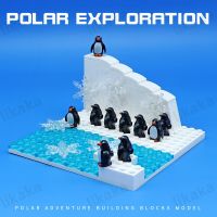 MOC Penguin Glacier Building Blocks Polar Bear Bricks Toys Icy Snow World Montessori Toys For Girls Boys DIY Gift Kids Toys