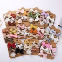 【cw】 5Pcs/Lot Baby Bow Headband Print Cotton Hair Bands for Children Non-Wave Newborn Toddler Accessories