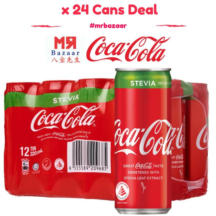 Stevia Coke Coca Cola x 24 Cans (320ml) 35% Less Sugar | Lazada Singapore