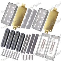 A Set 4 String Bass Pickup Kits Producing Accessories Chrome Brass Pickup Cover &amp; Chrome Metal Pickup Ring &amp; Baseplate &amp; Magnet