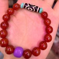 10มม. Carnelian Dzi Agate กำไลข้อมือม้วนสายไนลอนสำหรับผู้หญิงเครื่องประดับที่ดีของขวัญกำไลข้อมือแฟชั่น