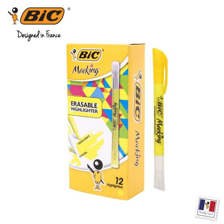 BIC Marking Erasable Highlighter Box of 12 [Yellow] Lazada PH