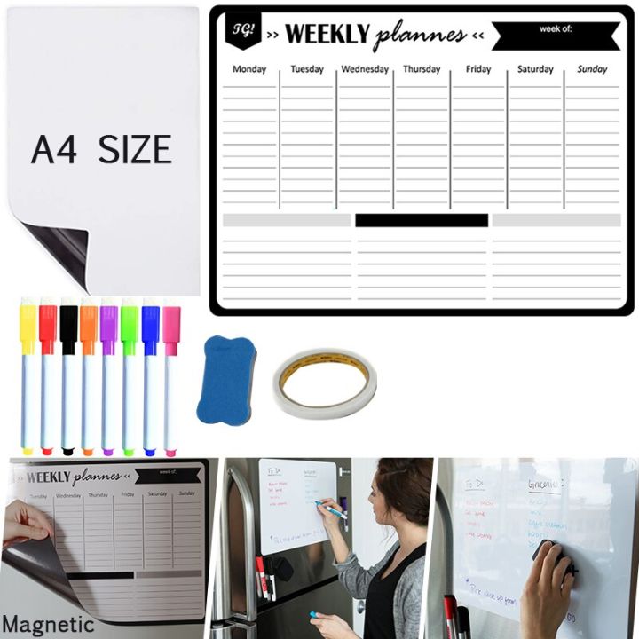 weekly-monthly-planner-calendar-magnetic-whiteboard-dry-erase-stickers-for-wall-fridge-memo-message-drawing-magnetic-markers-pen